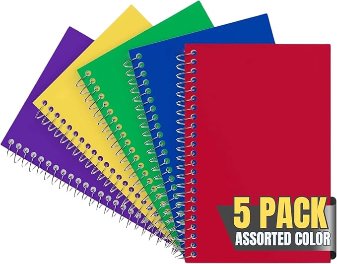 1InTheOffice Notepads 4x6 College Ruled, Assorted colors, 50 sheets/pad, 5 pack