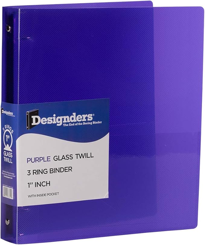 JAM PAPER Plastic 1 inch Binder - Purple 3 Ring Binder - Sold Individually