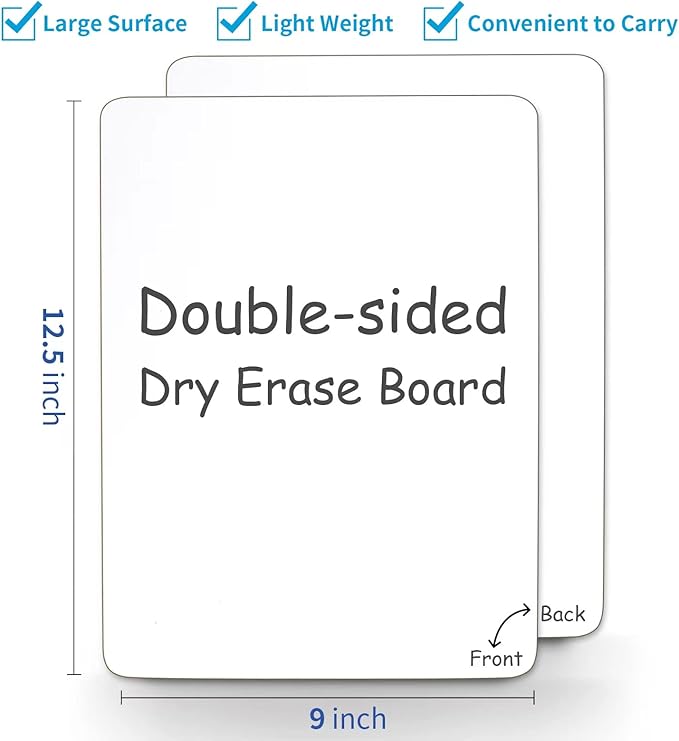 Set of 36 Small White Board Dry Erase Boards Classroom Pack,12 x 9 Inch Double-Sided Whiteboards for Students &Teachers, Small Personal Lapboards Dry Erase for Classroom School Office
