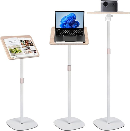 Adjustable Floor Book Stand Height From20'-35‘ and Angle, Music Stand,Reading Stand for Tablet Bibles, Recipes, Cooking, Books Wooden Display Rack,Stable Portable with Clip