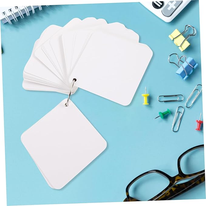 STOBOK Blank Flash Cards with Binder Rings Pre-hole Punched Notecards for Studying Note-taking and Daily Planning and Lightweight Multipurpose Notecards