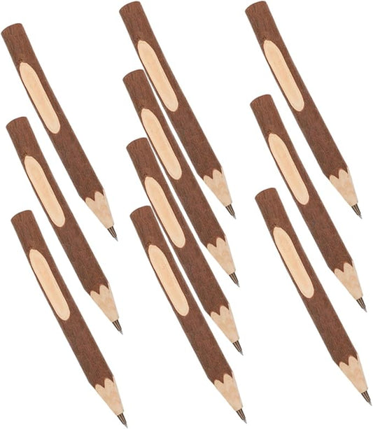 Natural Wooden Ballpoint Pens Tree Bark 13cm Small Ballpoint Pens 10pcs Biodegradable Portable Writing Accessory for Office and School Supplies