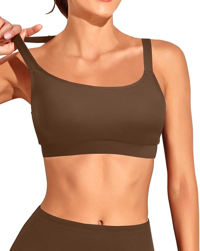 Tempt Me Women Sports Bra Bikini Tops Scoop Neck Bathing Suits Top Padded Swim Crop Tops Only