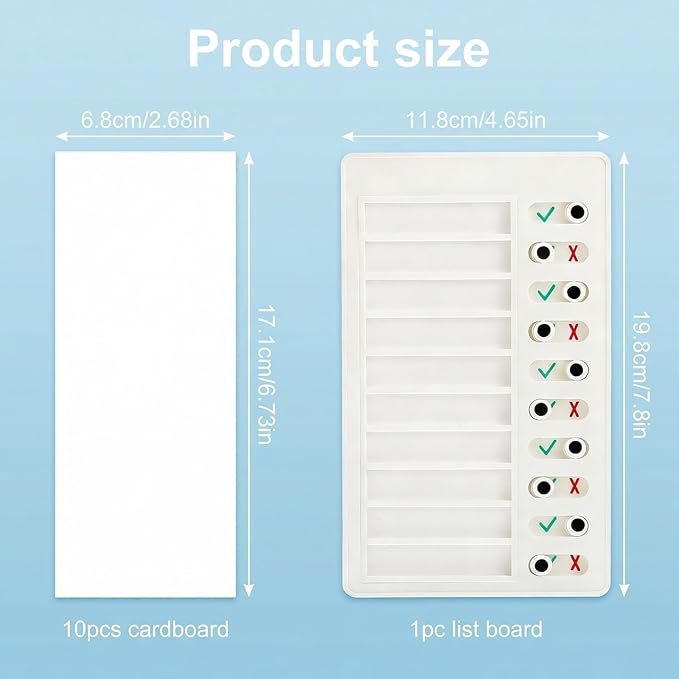 Dry Erase Chore Chart, Standable Whiteboard Checklist Board, ADHD Tools for Kids to Do List Checklist Task Board, Reusable My Chores Checklists Task Boards for Refrigerator, Wall, Desk with 10 Sliders