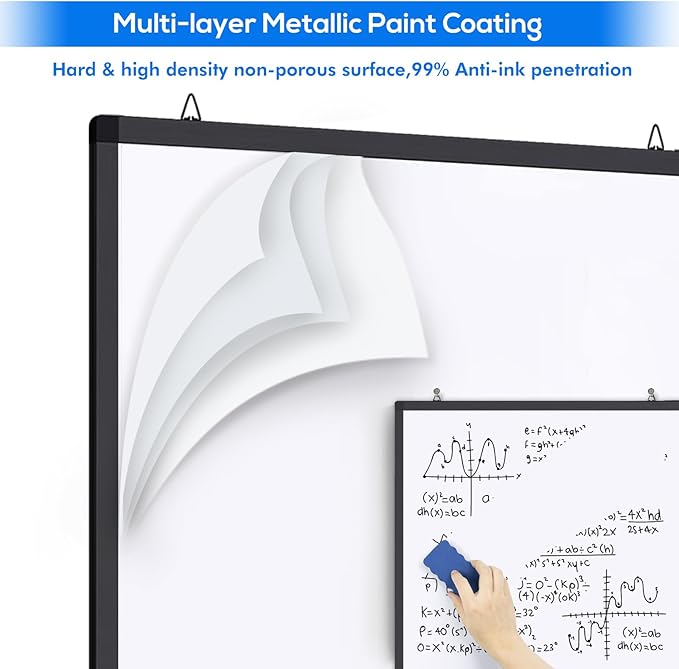 Large Magnetic Whiteboard, maxtek 60 x 36 Magnetic Dry Erase Board Foldable for Wall, 5' x 3' Aluminum Presentation Big Wall-Mounted Marker Board for Office Home & School (Black)