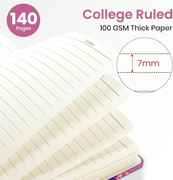 ZOTIA Lined Spiral Journal Notebook for Women, A5 College Ruled Journals for Writing, Hardcover Notebooks for Work, Note taking and Office School Supplies,140 Pages - Color Splash