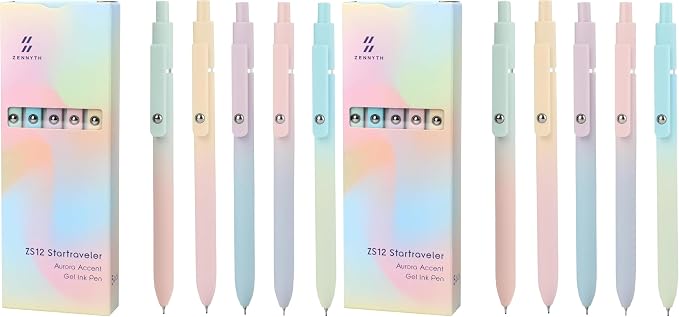 Ddaowanx Gel Pens,5 Pcs 0.5mm Retractable Quick Dry Black Ink Pens (Pack of 2)