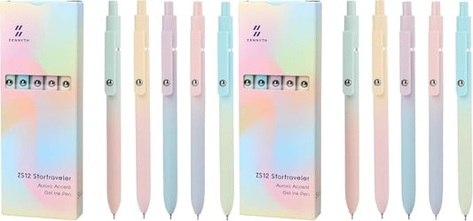 Ddaowanx Gel Pens,5 Pcs 0.5mm Retractable Quick Dry Black Ink Pens (Pack of 2)