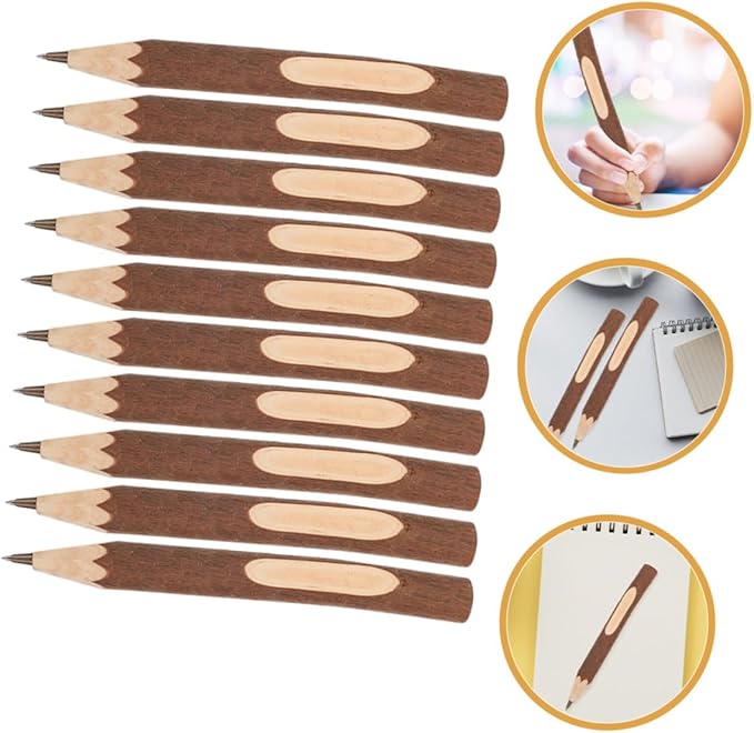 Wood Ballpoint Pens 17cm, 10pcs Small Natural Wooden Pens with Biodegradable Material, Convenient Writing Supply for Office and School Use