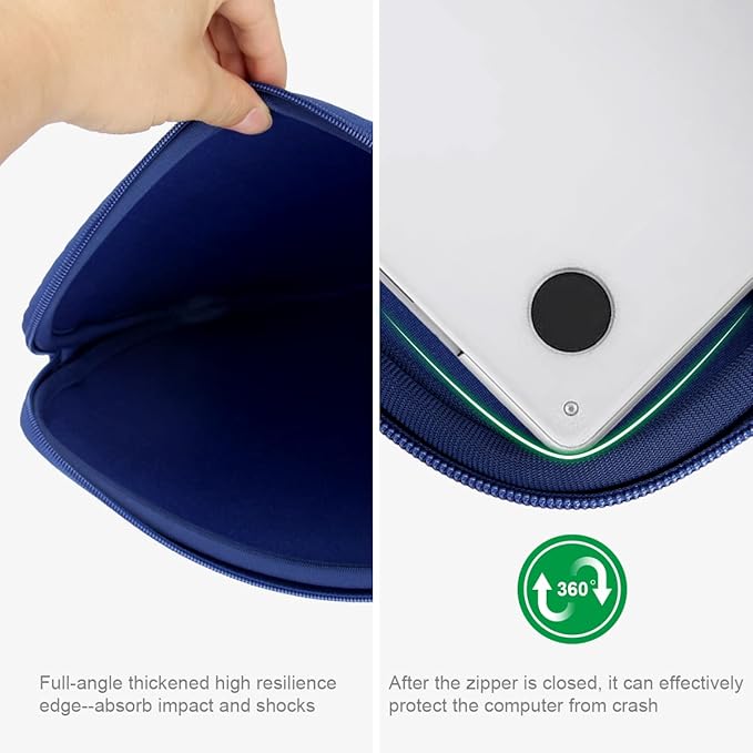 Arvok 11 11.6 12 Inch Laptop Sleeve Case for MacBook Air 12, Water-Resistant Neoprene Notebook Computer Tablet Sleeve, Carrying Bag Cover for Chromebook/HP/Dell/Lenovo/Asus/Acer, Dark Blue