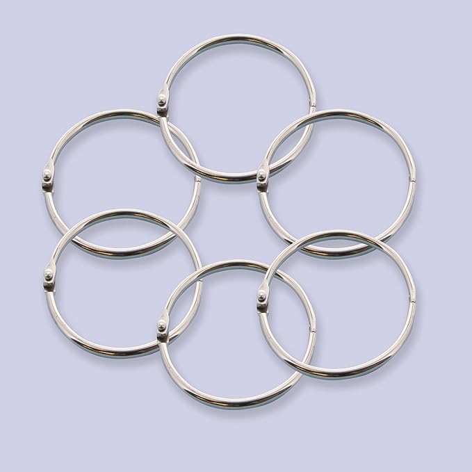 BAZIC Products Loose Leaf Binder Ring 2", Book Rings Binder Rings, Nickel Plated Steel Metal Ring for Flash Cards, Index Card, Keychain (6/Pack), 1-Pack