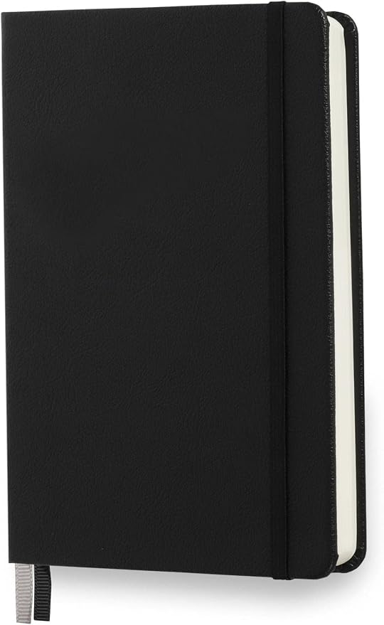 Minimalism Art, Premium Hard Cover Notebook Journal, Medium Size, A5 5.8" x 8.3", 186 Numbered Pages, Gusseted Pocket, Ribbon Bookmark, Extra Thick Ink-Proof Paper 120gsm (Dotted, Black)