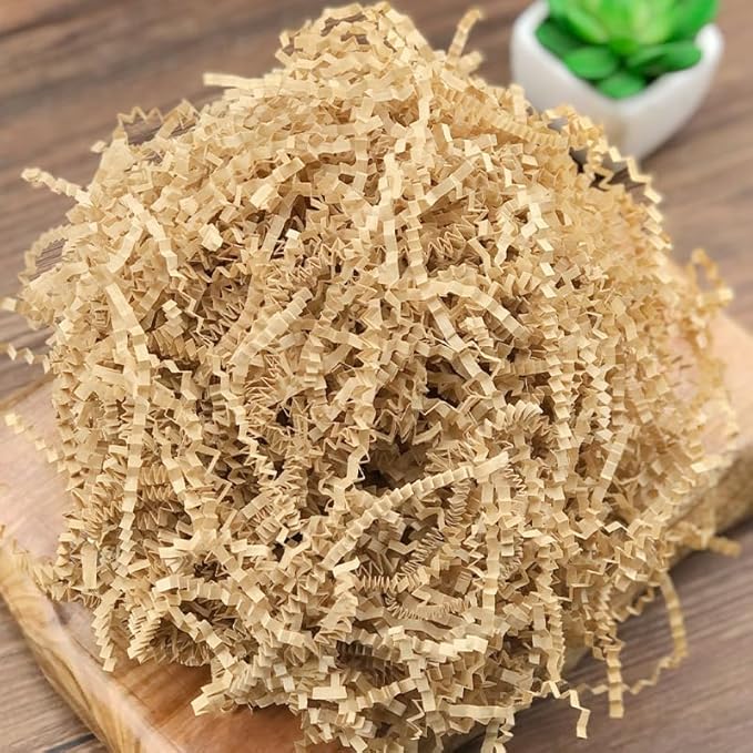 LYARCHTE Crinkle Paper Filler 5.2 oz, Crinkle Cut Paper Shred Filler Shredded TissueRaffia Grass Paper for Gift Basket Packing Bag Filler (Kraft)