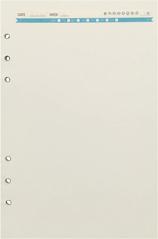 Zelten Refills/Loose Leaves for A5 Cover Ring Binder/Personal Organizer/Planner(A5 6 Holes, Blank Blue)