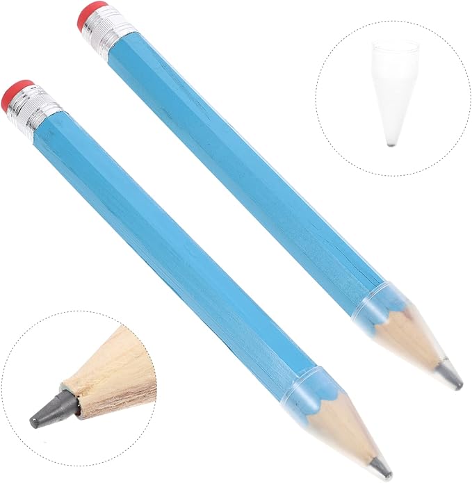 Veemoon 35cm Long Jumbo Blow up Pencil Large Wooden Drawing Writing Pencil Blue Eraser Break Resistant Art Writing Stationery for Props