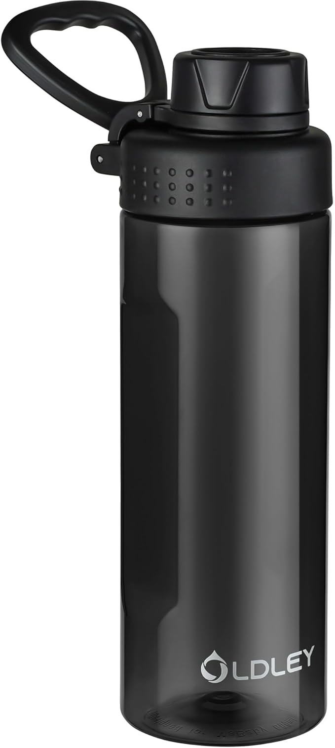OLDLEY Water Bottles 20oz BPA Free Tritan Water Bottle with Carry Handle and Spout Lid, Leakproof Kids Water Bottle for Home,Travel, School, Outdoors,Black