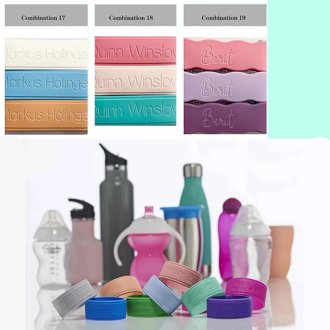 3 Piece Personalized Water Bottle Labels Baby Bottle Labels Straw Cup Labels Back to School Labels Non-Slip Elastic Reusable for Boys and Girls Kindergarten School Summer Camps and More