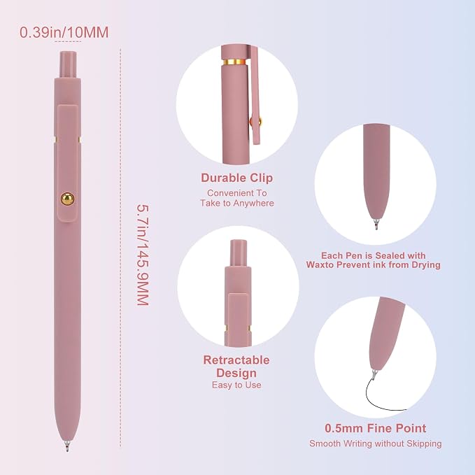Ddaowanx Gel Pens,6 Pcs 0.5mm Retractable Quick Dry Black Ink Pens (Pack of 2)