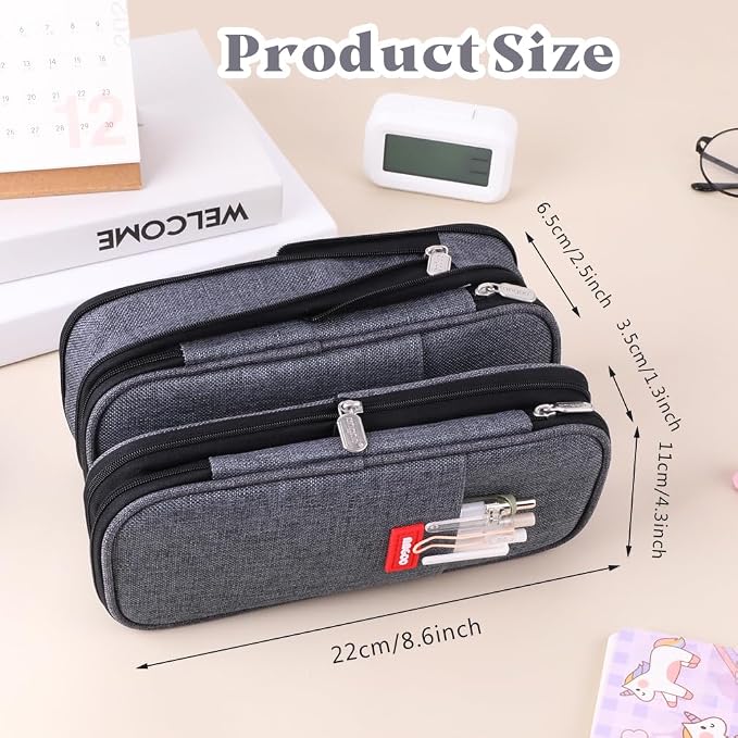 iSuperb Foldable Pencil Case Zipper Big Capacity Aesthetic Canvas Pencil Pouch Compartments Stationery Organizers Pen Bag for Kids Girls Boys Teen Child Student School Supplies Makeup Bags