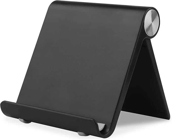 Mobile Phone Holder, Phone Stand Desk Desktop Mobile Holder Adjustable Foldable Portable Video Call Mount (1PH -Black)