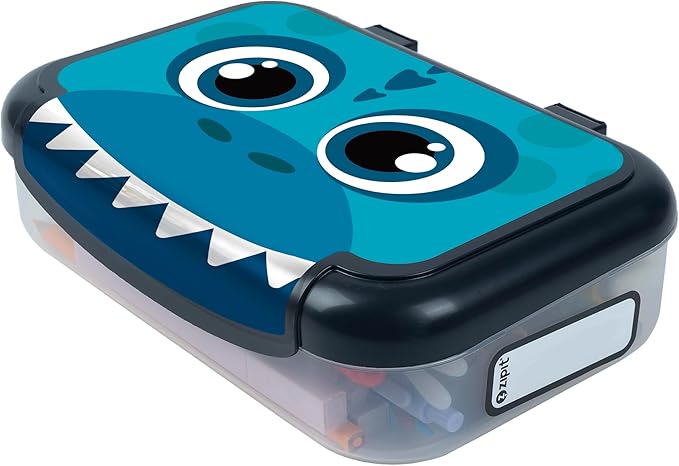 ZIPIT Recycled Plastic Pencil Box for Boys, Large Capacity Pencil Case for School, Durable Stationery Organizer Box, Dino