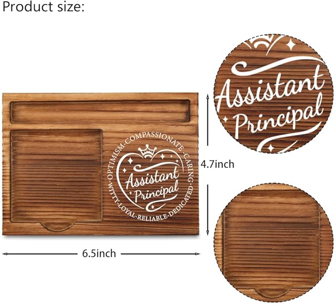 THRXOBN Desk Organizer for Assistant Principals & Educational Leaders - Natural Wood with Slots for Notes, Pens, and Small Office Supplies – Practical & Stylish Workspace Solution,WSH23