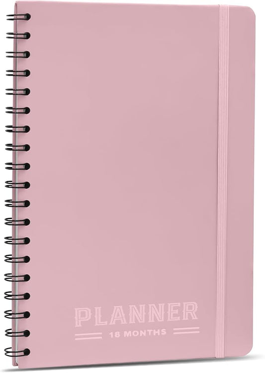 Undated Monthly Planner 2026 2027-18 Month Calendar Planner Book for School, Office and Home - Simplified Hardcover Blank Planners for Goals, Tasks and Dates - B5 Pink
