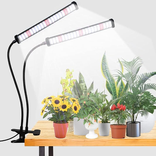 Grow Light 100W 6000K, Super Bright White Desktop Clip Plant Lamp | Desk Lamp for Pot Seedlings Succulents Seeds Indoor Plants Growing,Bendable Gooseneck & Timer 4 8 12 H
