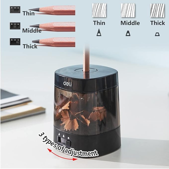 Electric Pencil Sharpener,5000 Times for Blade,Interchangeable Blade,3 Years Warranty,Battery/2A USB Powered,Suitable for 6-8mm,Extra Free Blades, for Home, Office, School (Black)