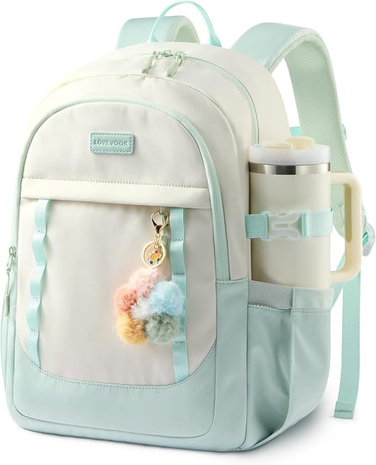 LOVEVOOK School Backpack for Teen Girl, Cute Student Bookbag Fits 15.6 Inch Laptop, Back to School Backpack Purse for Teenagers, Casual Daypack Kid Back Pack Travel Bag, Gift