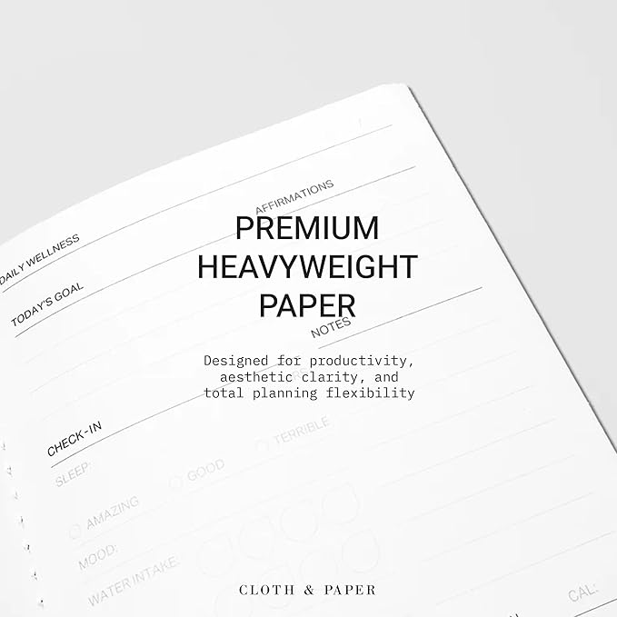 Cloth & Paper Travel Notebook | Daily Wellness Planner – Smoked Salt | A5 Slim Wellness Planner 4.3" x 8.3" | Habit Tracker & Self Care Journal for Goals, Gratitude & Reflection – Soft Touch Cover