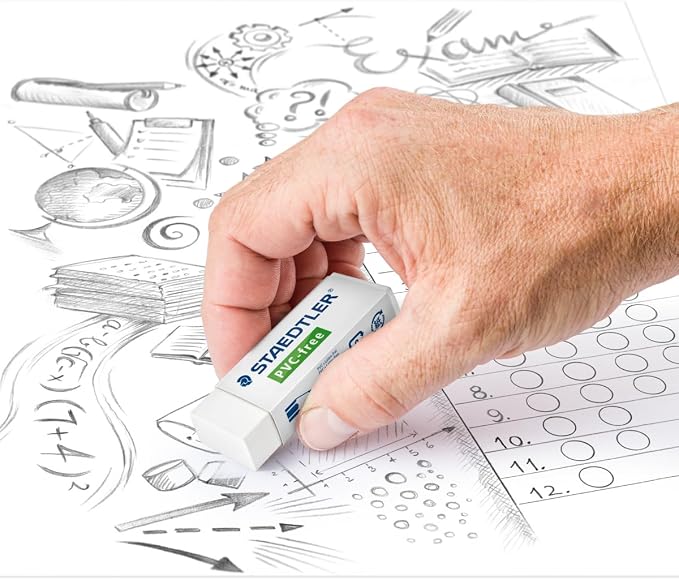 Staedtler PVC Free White Block Erasers, Latex-Free, Premium Quality, Pack of 20, 525 B20