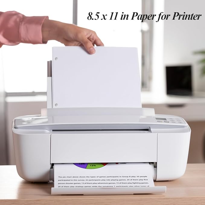 A4 Blank Filler Paper, 3-Hole Blank Paper, 100Sheets / 200Pages Loose-Leaf Paper, 100gsm White Paper, 8.5'' x 11''
