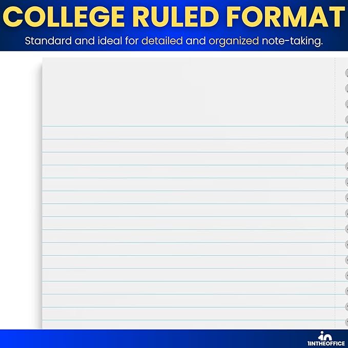 1InTheOffice Wirebound Spiral College Ruled Notebook 6 x 9, 3 Subject Notepad, Kraft Cover, 100 Sheets, (4/Pack)
