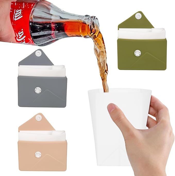 Foldable Silicone Travel Cup - Collapsible Water Bottle for Camping & Hiking | 8.45 OZ | Dishwasher Safe | BPA-Free (Light coffee)