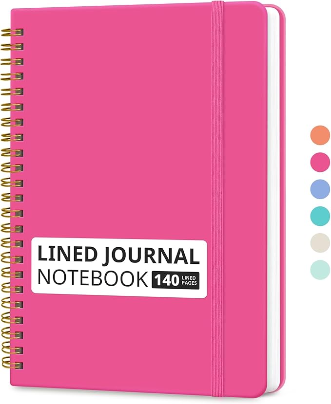 Taja Lined Spiral Journal Notebook for Women & Men, 140 Pages, College Ruled Hardcover Notebook for Work & Note Taking, Journals for Writing, A5(5.7" x 7.9") – Berry Pink