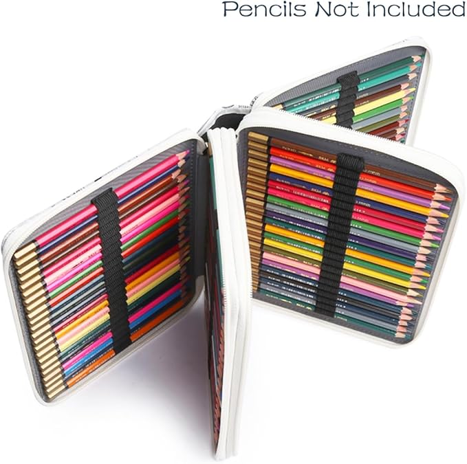 YOUNGCOL 120 Slots Colored Pencil Case Color Pencil Organizer Storage Large Capacity Pencil Case (Faint Yellow + Flower)