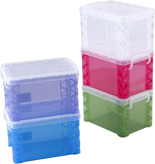 Super Stacker Index Card Box, 4 x 6 Inch Index Cards File Box, Note Holder, Index Card Holder, Flash Card Holder, Perfect for 4x6 Index Cards, Storage Organizer Container, Assorted Colors, 1 Count