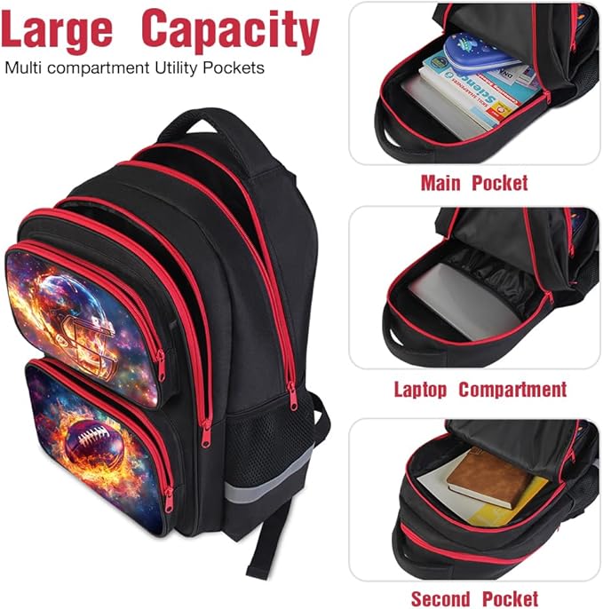 Cartoon Kids Backpack for School - 17 Inch Lightweight Bookbag with 3D Reflective Design & Luminous Safety Strips | Durable 600D Polyester, Adjustable Straps for Ages 6-18