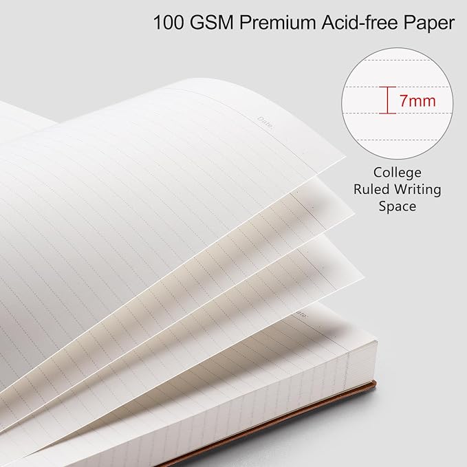 RETTACY Lined Journal Notebook, 204 Numbered Pages per Pack, B5 7.6" × 10"