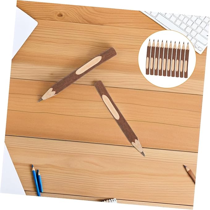 FUOYLOO 10pcs Natural Wooden Ballpoint Pens 13cm Biodegradable Tree Bark Design Portable Writing Supplies for Office and School Use