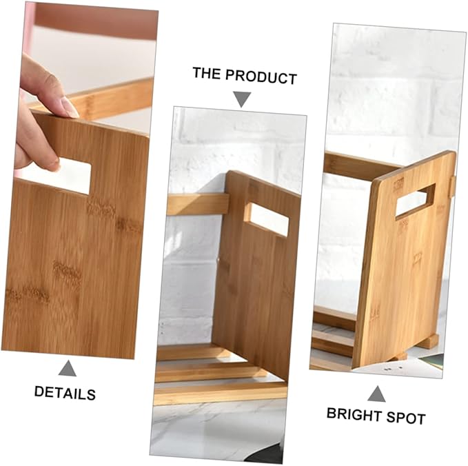 Homoyoyo Bamboo Desktop Book Storage Rack Expandable Bookend for Office and Home Retractable Organizer Shelf Natural Wood Finish Suitable for Books and Magazines