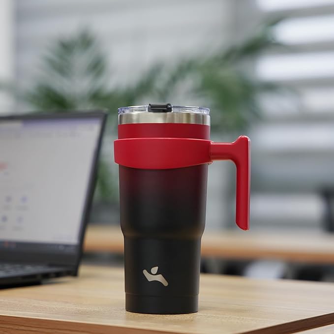 Konokyo 30 oz Tumbler with Handle and 2 Straw 2 Lid, Insulated Water Bottle Stainless Steel Vacuum Cup Reusable Travel Mug,Mystic Moon
