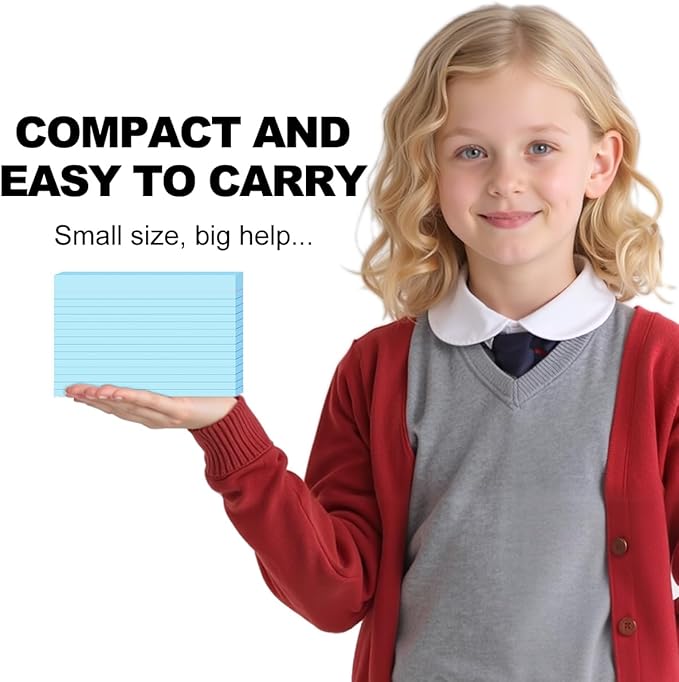 4x6 Index Cards, 200 Count Note Cards 4x6 Ruled Flashcards for Studying, Colored Notecards 4 x 6 Index Card Single-Side Lined Flash Cards for Studying School Office Home, 5 Colors, 5 Pack of 40 Sheets