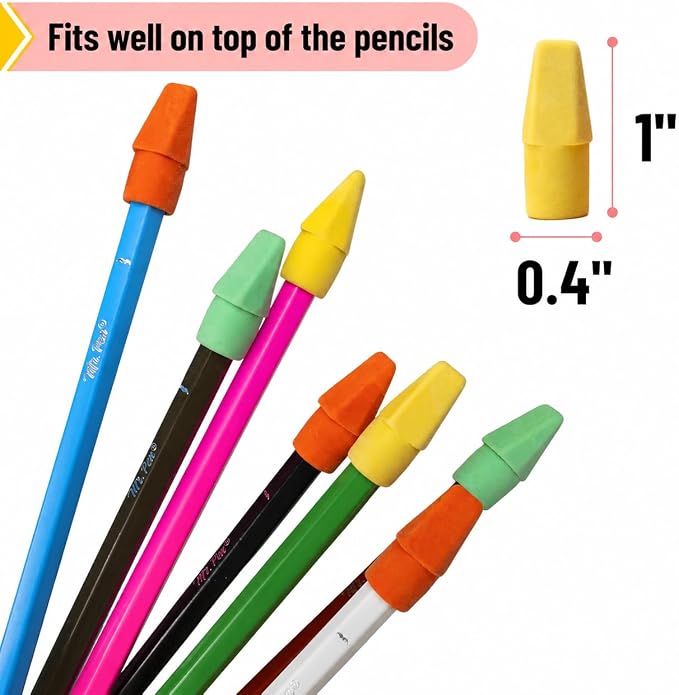 Mr. Pen- Pencil Erasers Toppers, 30 Pack, Colorful