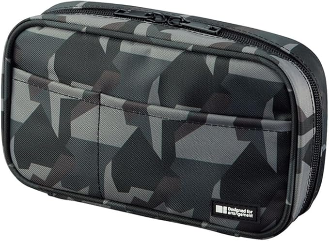LIHIT LAB Large Capacity Zipper Pencil Case For School Office College, Big Capacity 4 Compartments Pencil Bag Holder Adults Teen Boys Girls, Travel Cosmetics Storage Green Camo (A7551-131)