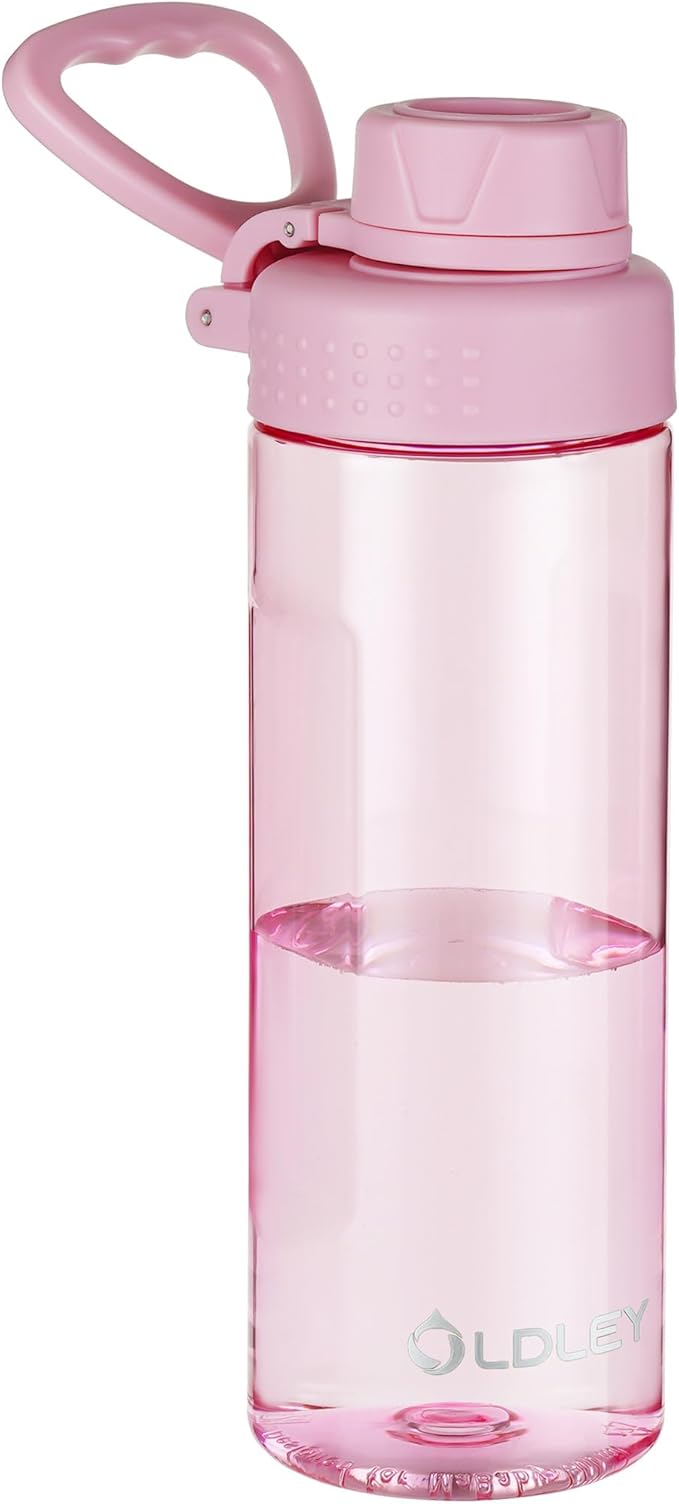 OLDLEY Water Bottles 20oz BPA Free Tritan Water Bottle with Carry Handle and Spout Lid, Leakproof Kids Water Bottle for Home,Travel, School, Outdoors,Pink