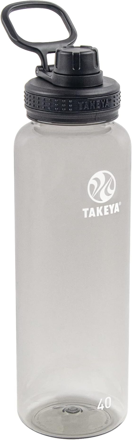 Takeya Tritan Sport Water Bottle with Spout Lid - BPA-Free & Dishwasher-Safe Water Bottle - Reusable Bottle with Lid Handle - Simple Leak-Proof Water Bottle - 40 oz, Stormy Black