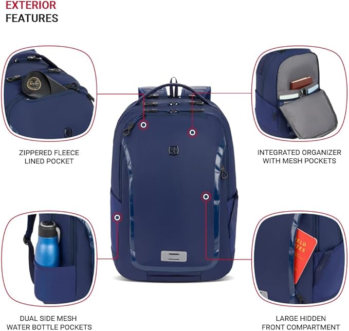 SwissGear Shield Laptop Backpack, Navy, 18.5"x12"x6"