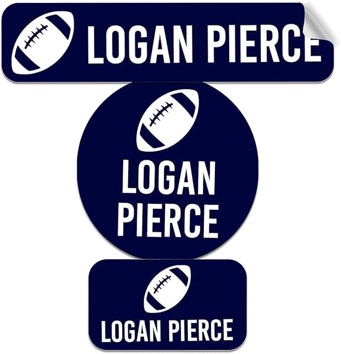 Label Daddy Personalized Name Labels for School, Football Design | Waterproof Name Tags for Kids, Washable Daycare Labels, Clothing, Lunch Boxes, Water Bottles and More, 128 Ct